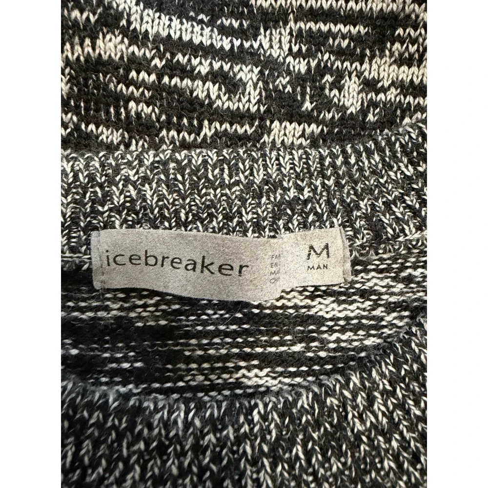 Icebreaker Men's 100% Merino Wool Barein Crewe Long Sleeve‎ Sweater Black Gray M